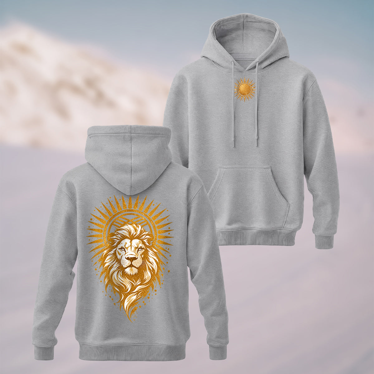 Cotton Made Golden Lion Halo Hoodie Heather Grey