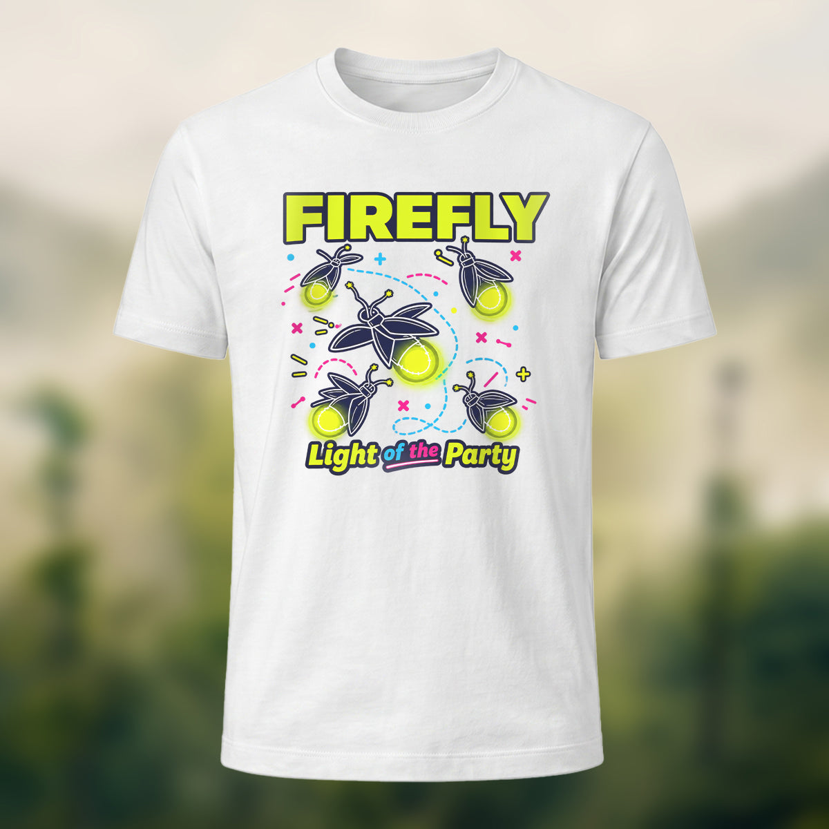 Playful Glowing Firefly Soft Cotton T-Shirt White