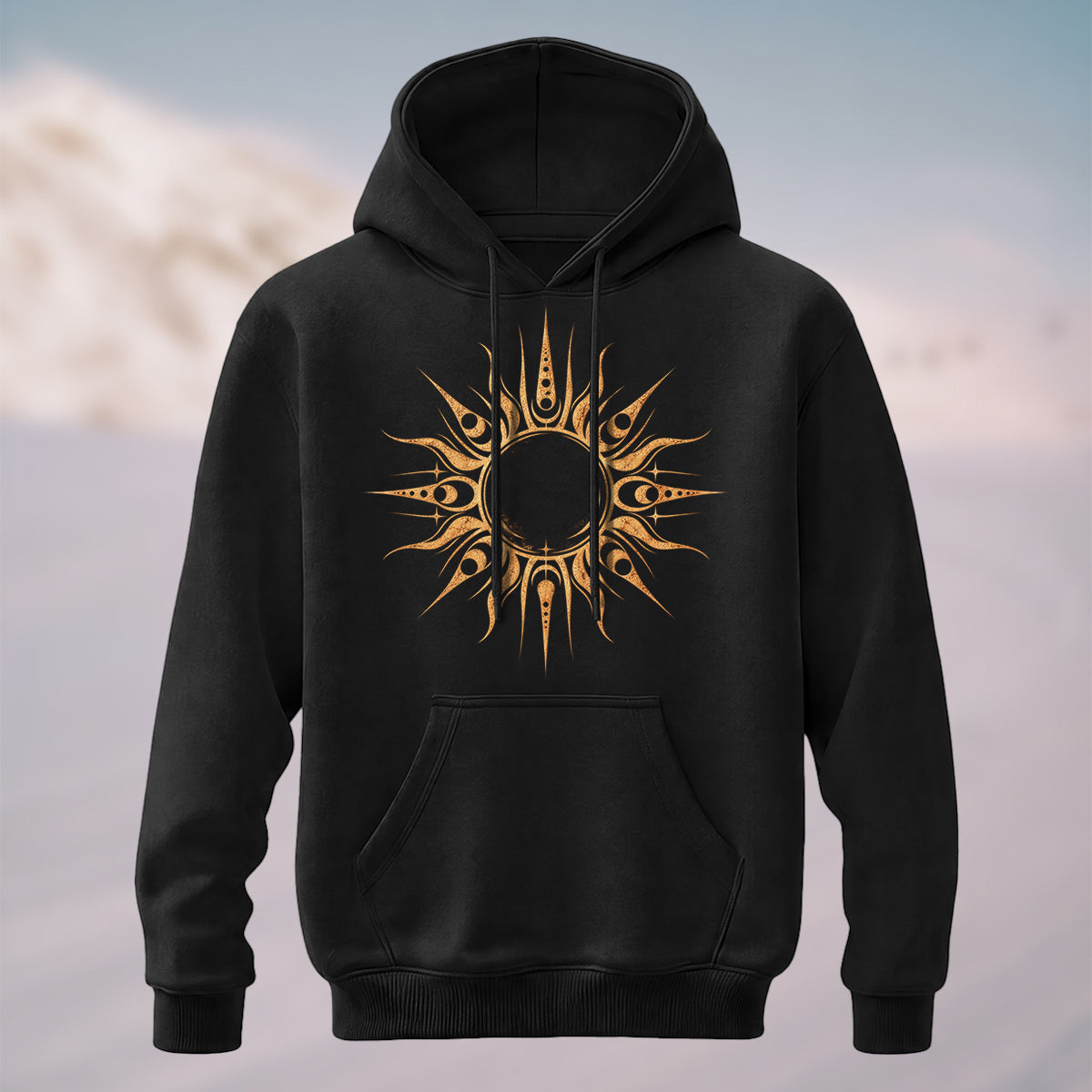 Cotton Made Mystical Sun Talisman Hoodie Black