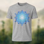 Geometric Crystal Print Premium Cotton T-Shirt Heather Grey