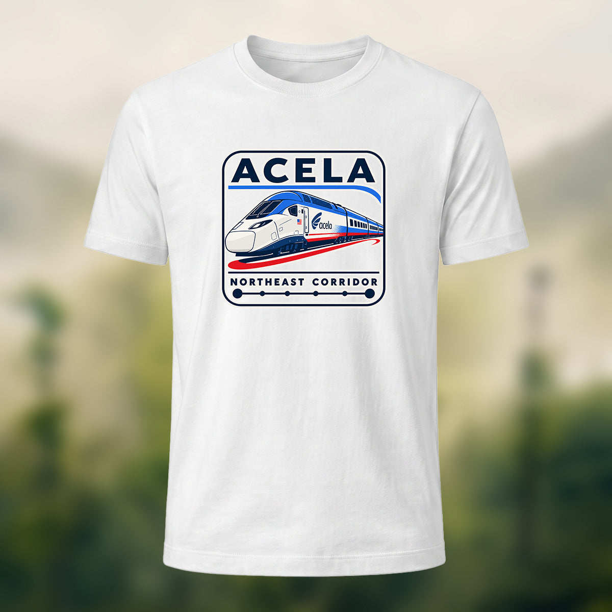 Acela Train Print Combed Cotton T-Shirt White