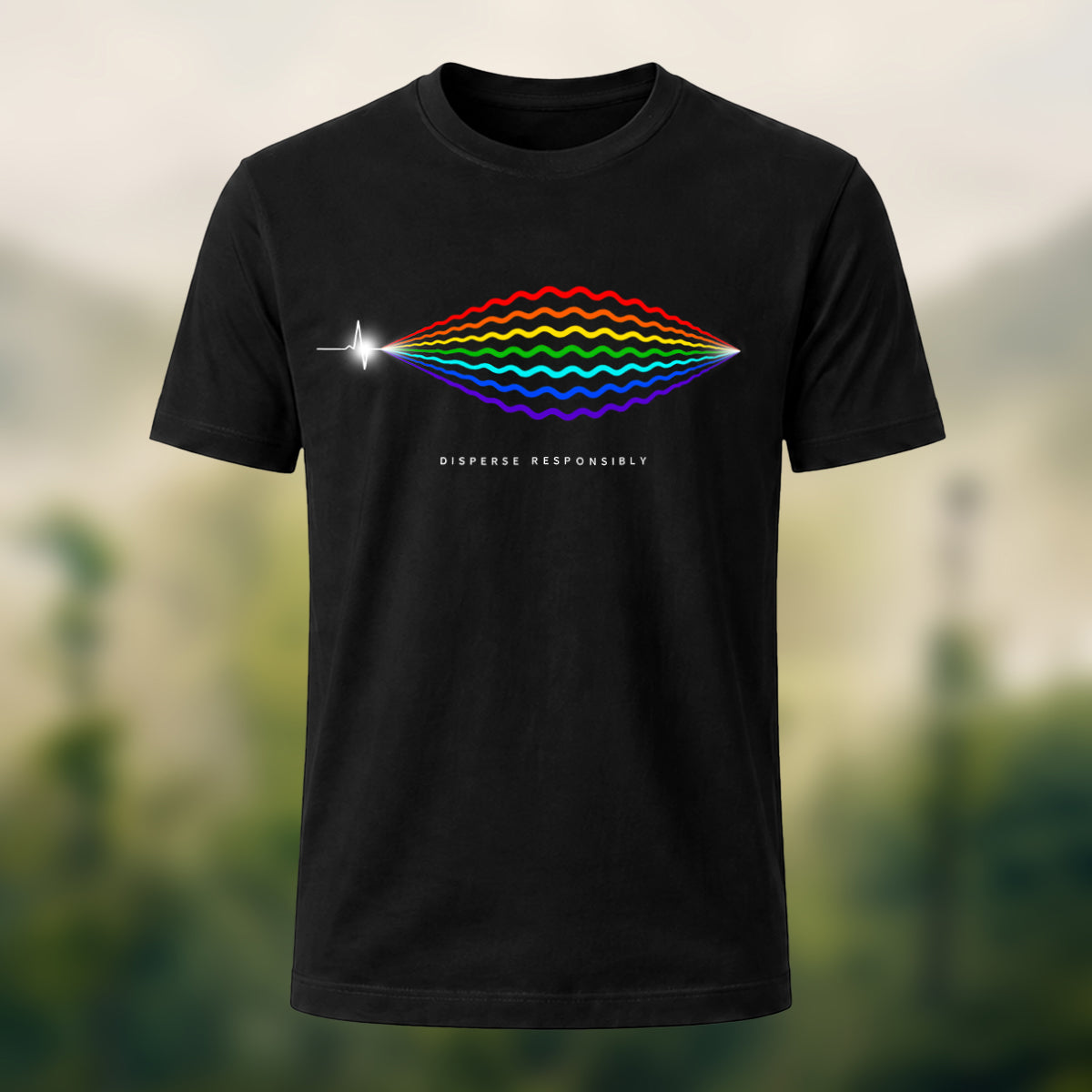 Disperse Wave Print Casual Soft Cotton T-Shirt Black