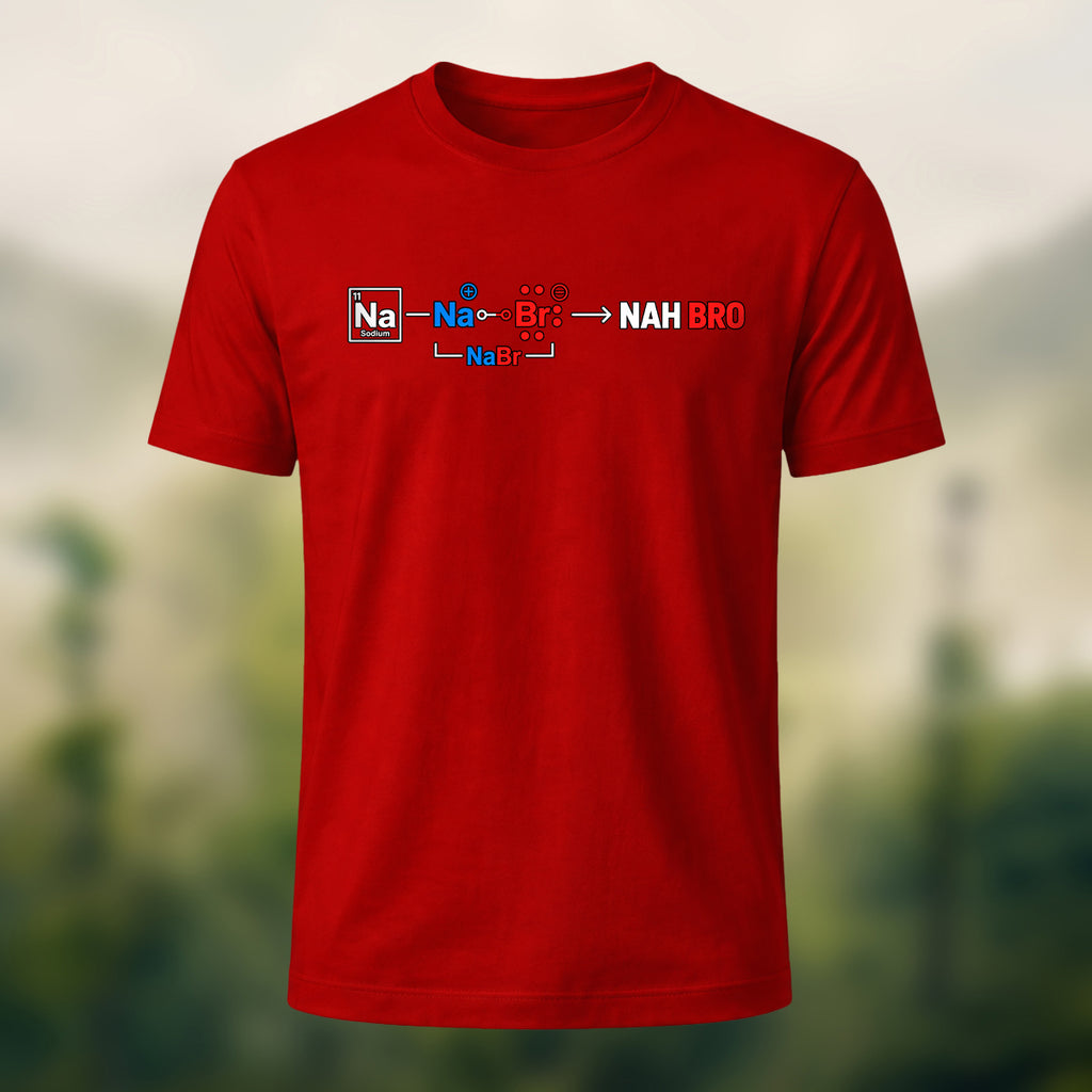 Chemistry Formula Print Casual Cotton T-Shirt Red
