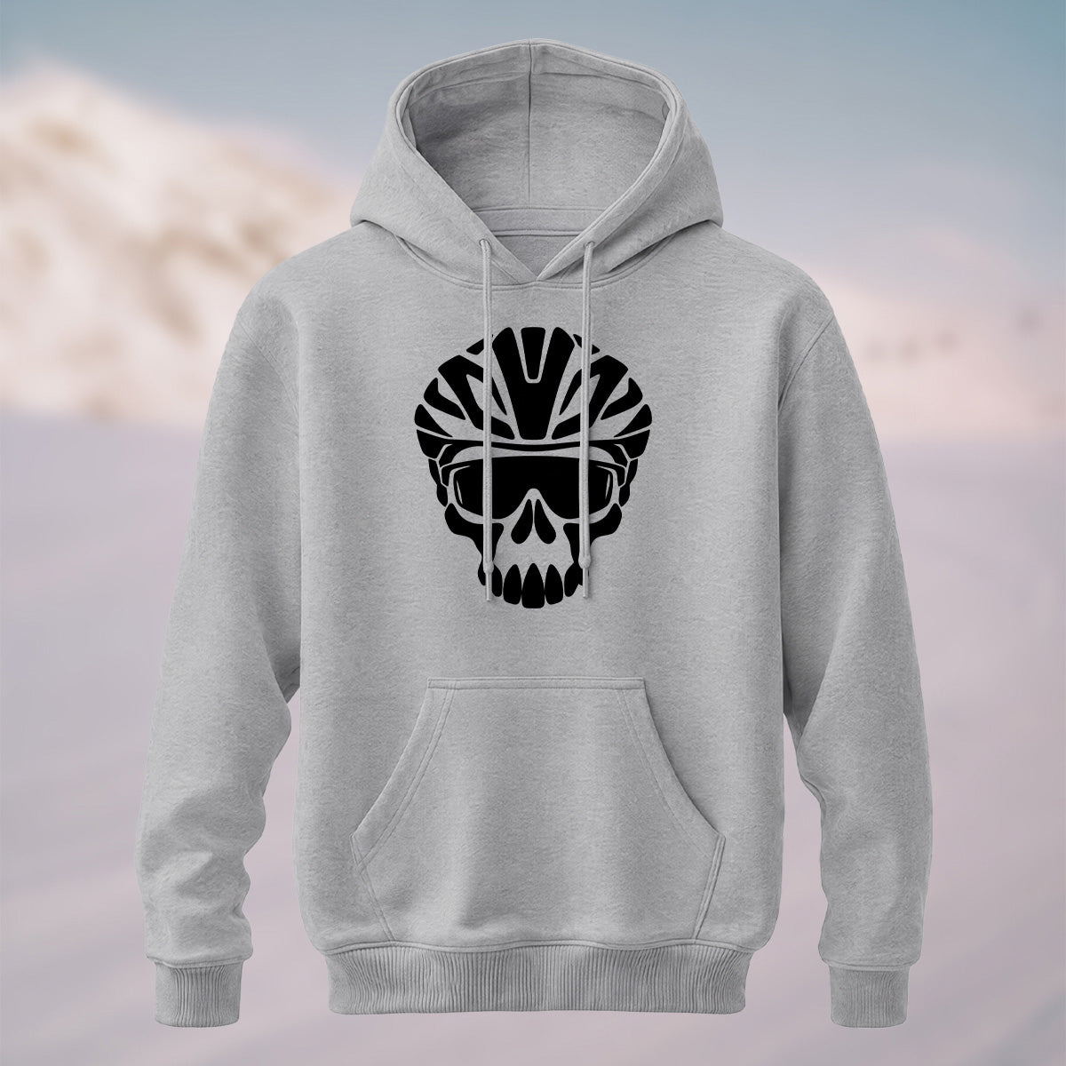 Cotton Made Edgy Biker Skull Hoodie Gray