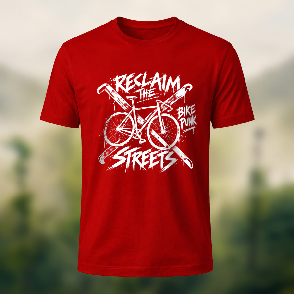 Vintage Punk Cycling Combed Cotton T-Shirt Red