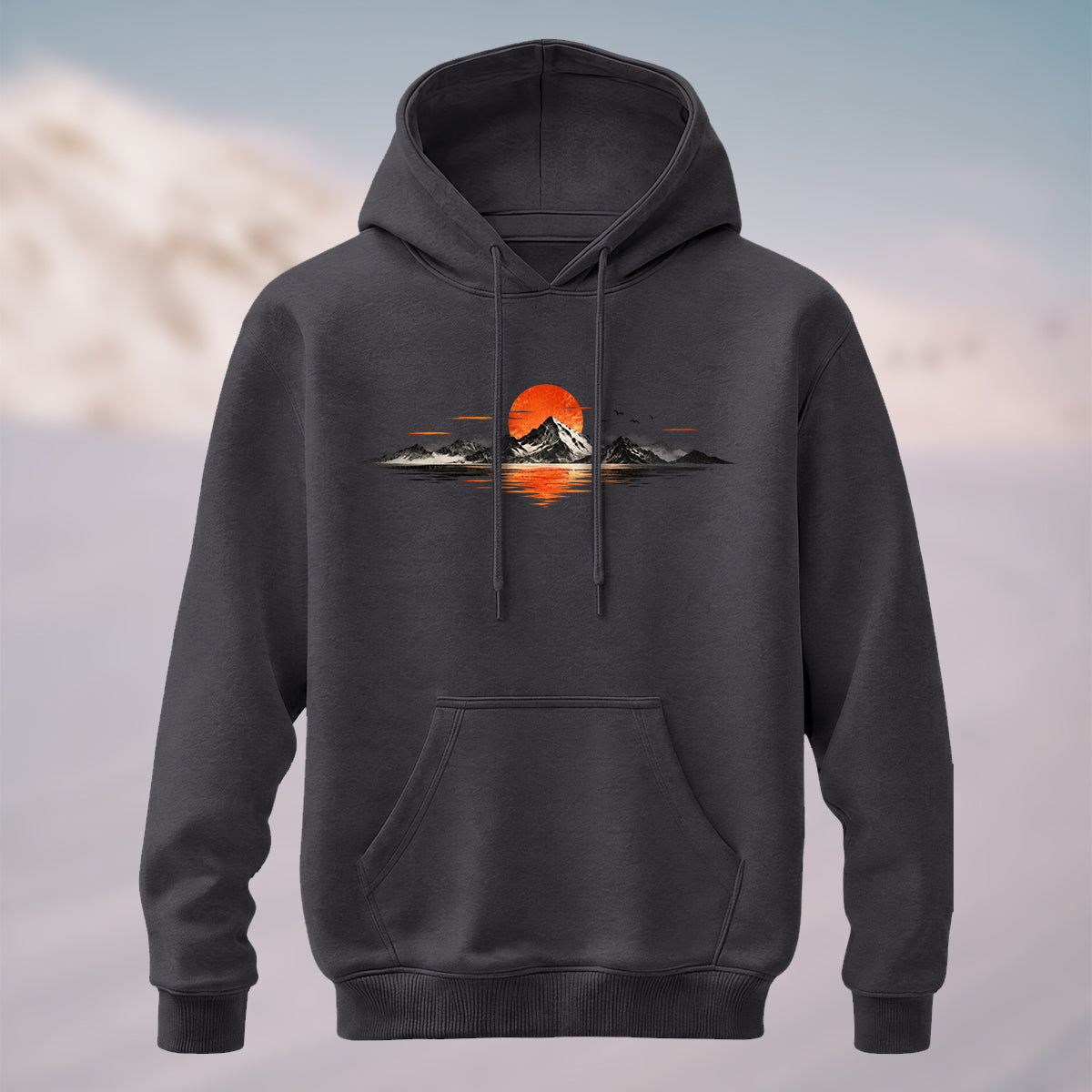 Cotton Made Vintage Sunset Reflection Hoodie Charcoal
