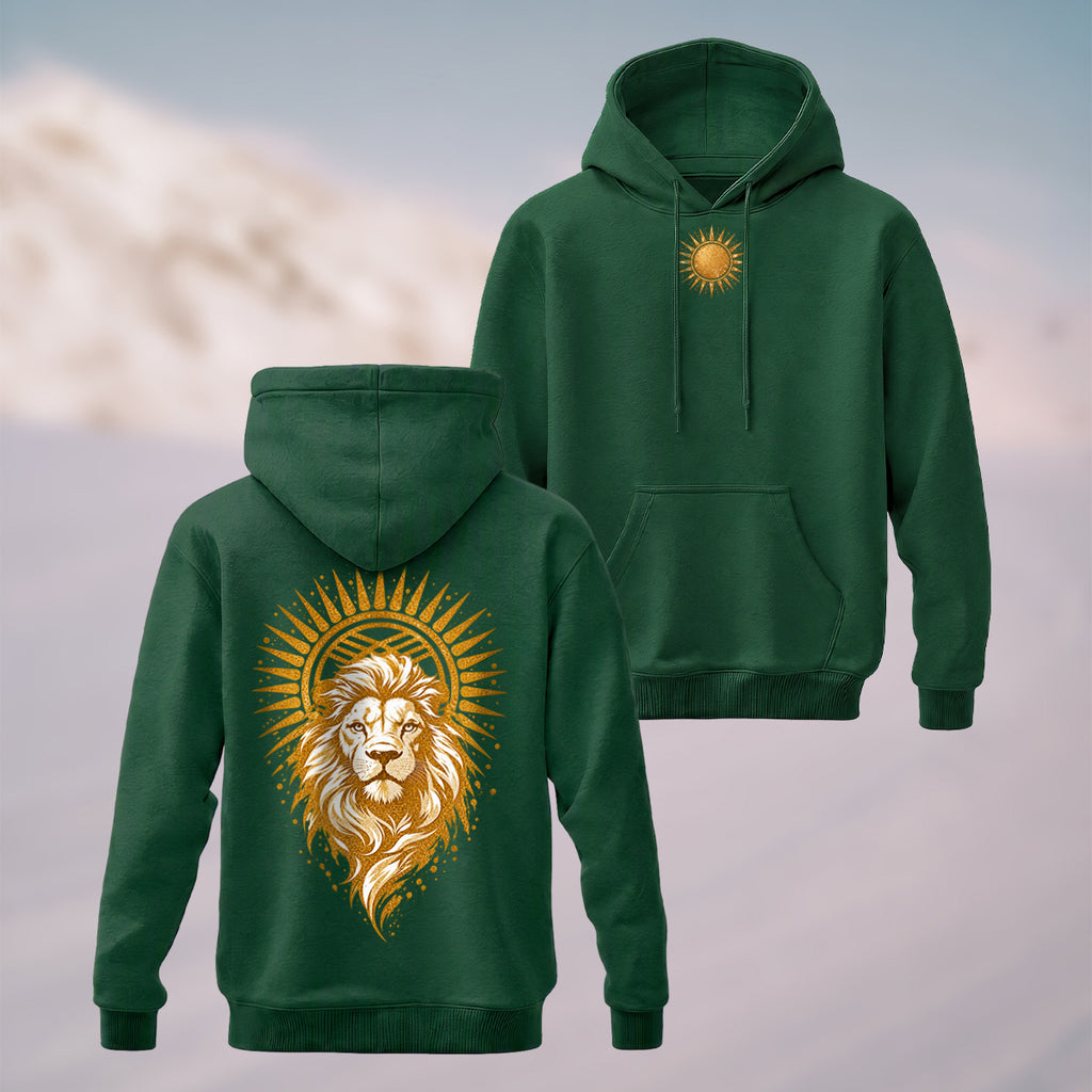 Cotton Made Golden Lion Halo Hoodie Forest Green