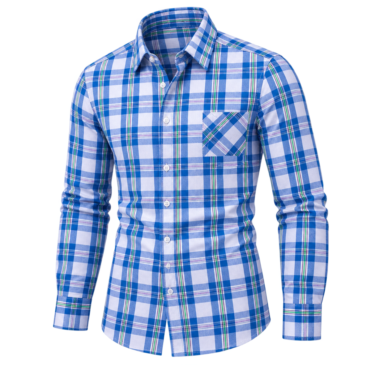 Classic Plaid Premium Cotton Collared Shirt 03