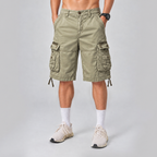 Relaxed Fit Multi-Pocket Cargo Shorts Beige