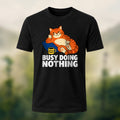 Laid-Back Cozy Cat Soft Cotton T-Shirt Black