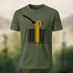 Pasta Barcode Print Casual Cotton T-Shirt Olive Green
