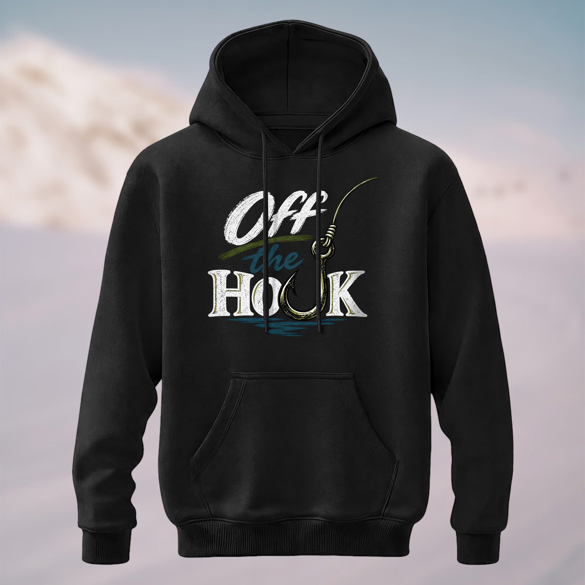 Cotton Made Vintage Fishing Hook Hoodie Black