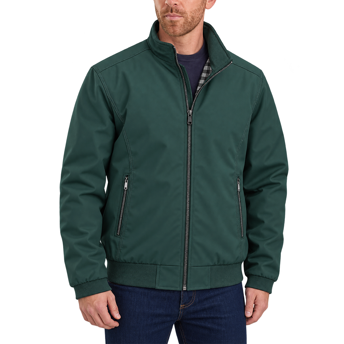 Vintage Classic Zip-Up Jacket Dark Green