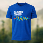Seismic Waves Print Casual Soft Cotton T-Shirt Royal Blue