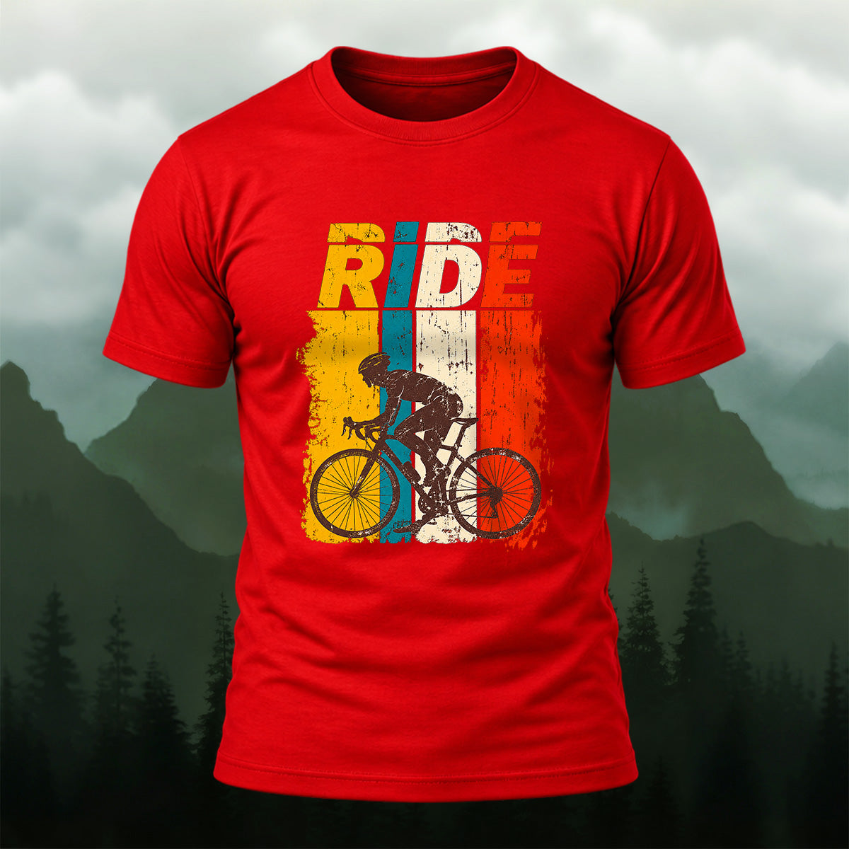 Vintage Sporty Road Cycling Soft Cotton T-Shirt Red