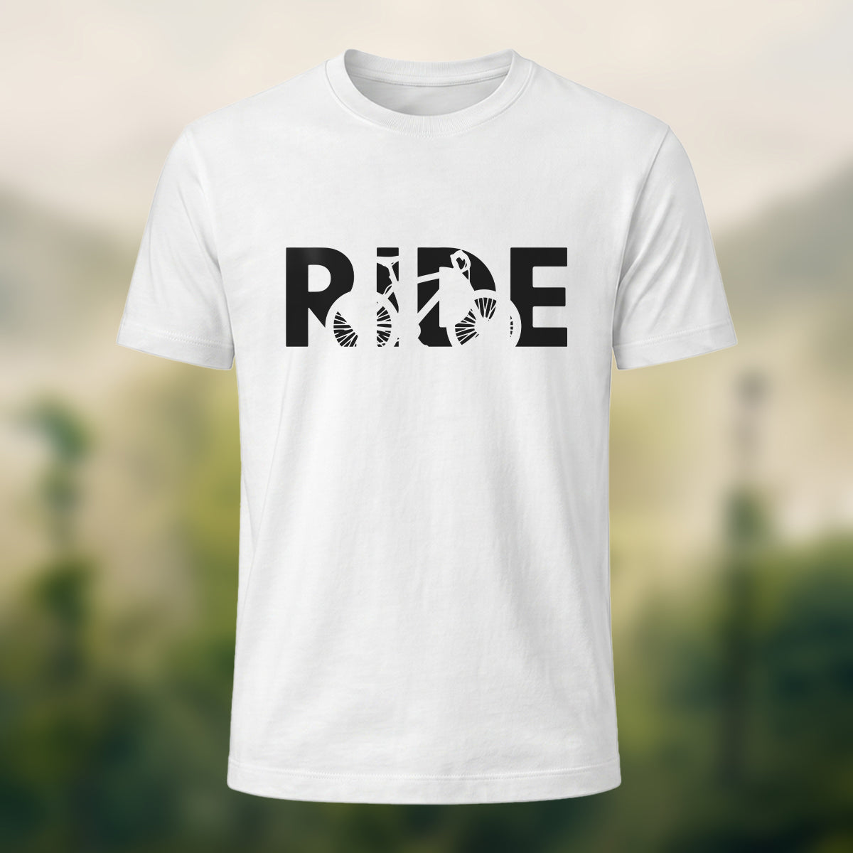 Cyclist Silhouette Printed Casual Cotton T-Shirt White