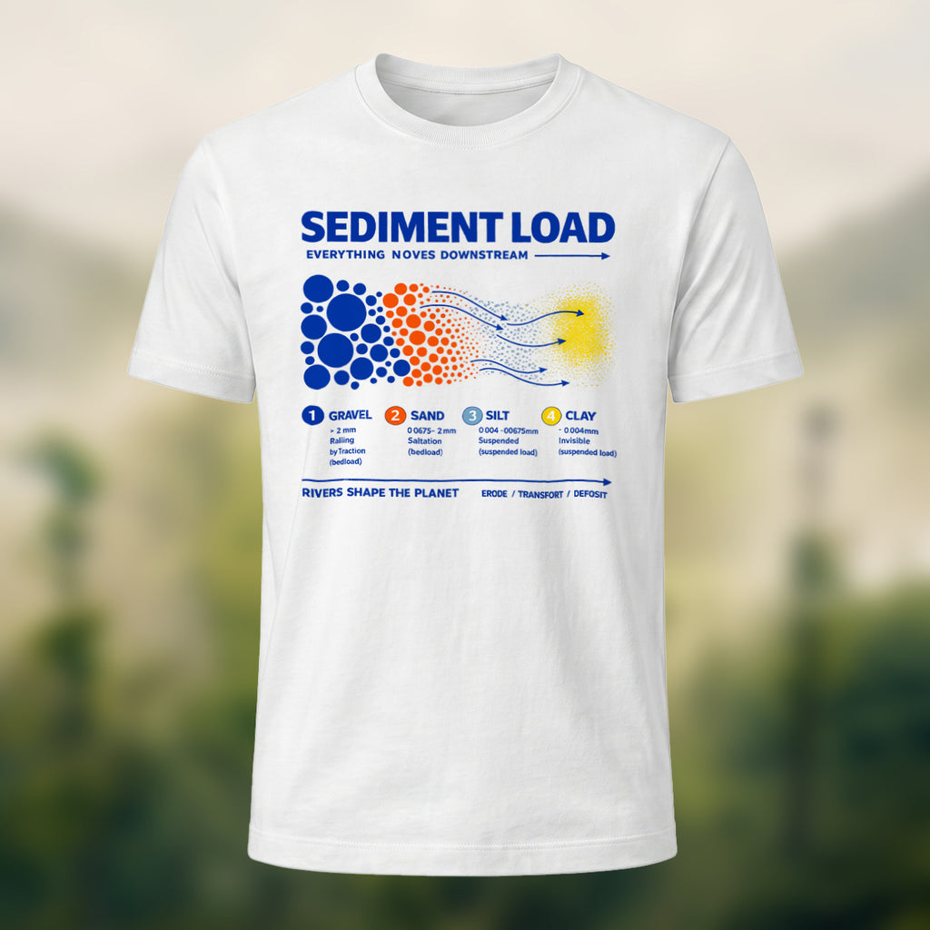 DTG Sediment Load Print Casual Soft Cotton T-Shirt White