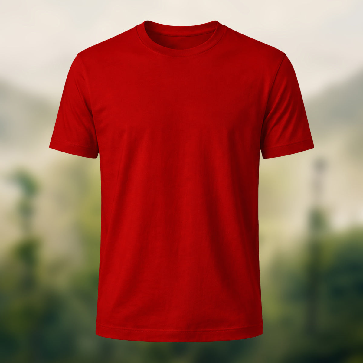 Custom Print Solid Color Short Sleeve Cotton T-shirt Red