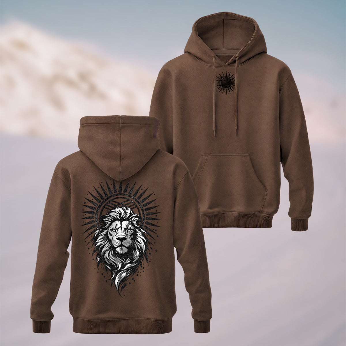 Cotton Made Mystical Silver Lion Hoodie Coffee