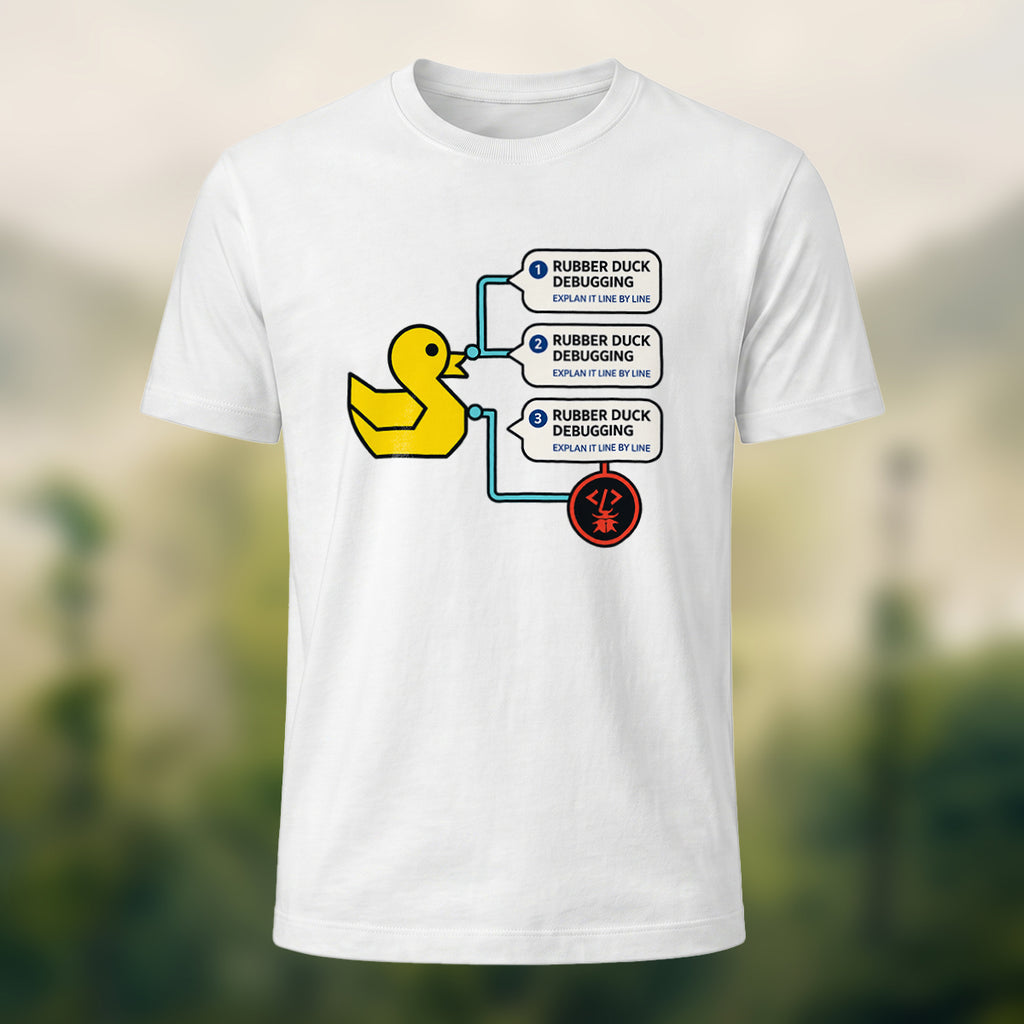 Rubber Duck Debugging Print Casual Soft Cotton T-Shirt White