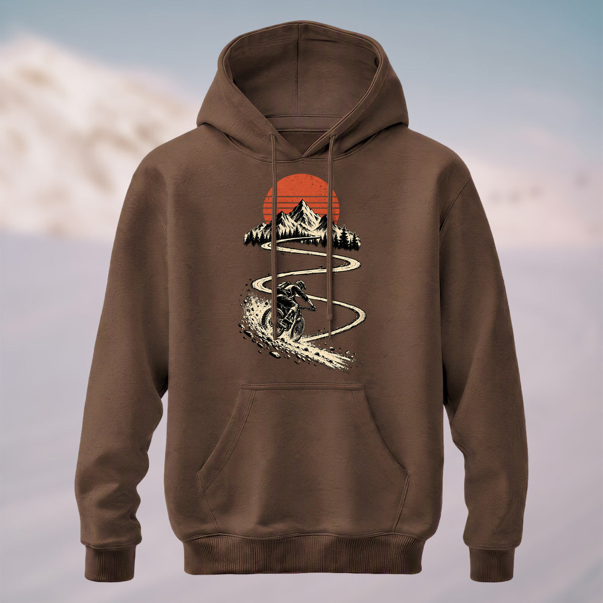 Cotton Made Rugged Mountain Rider Hoodie Coffee