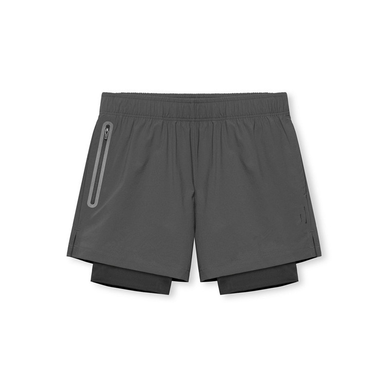 Double Layer Stretch Running Shorts Black