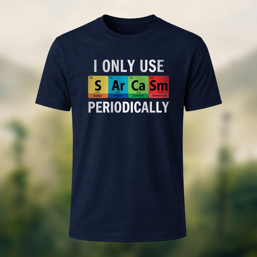 Chemical Element Print Casual Cotton T-Shirt Navy
