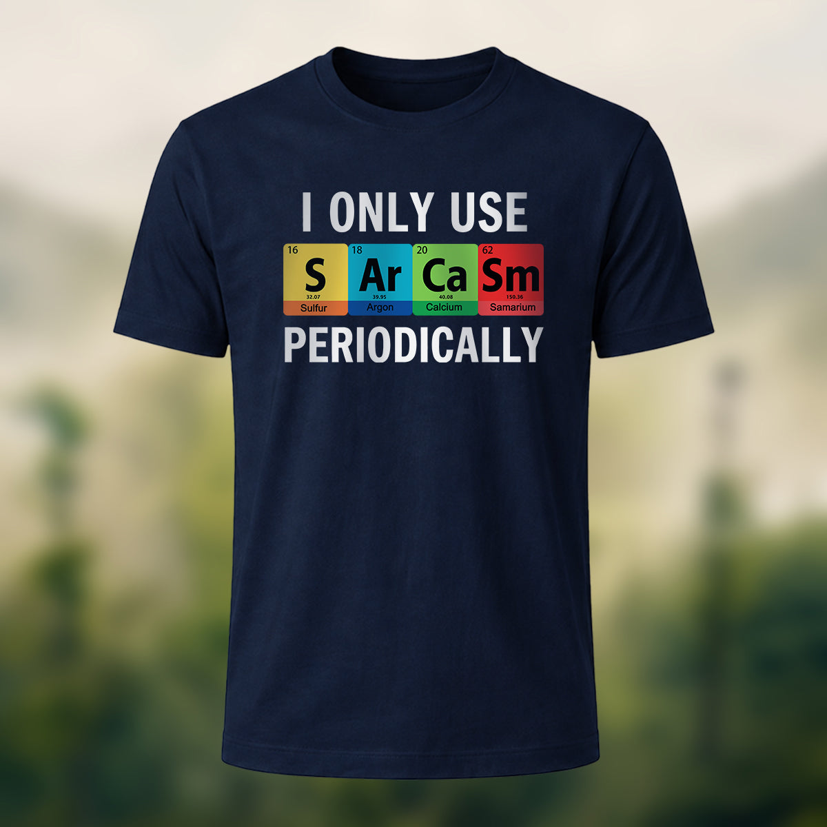 Chemical Element Print Casual Cotton T-Shirt Navy