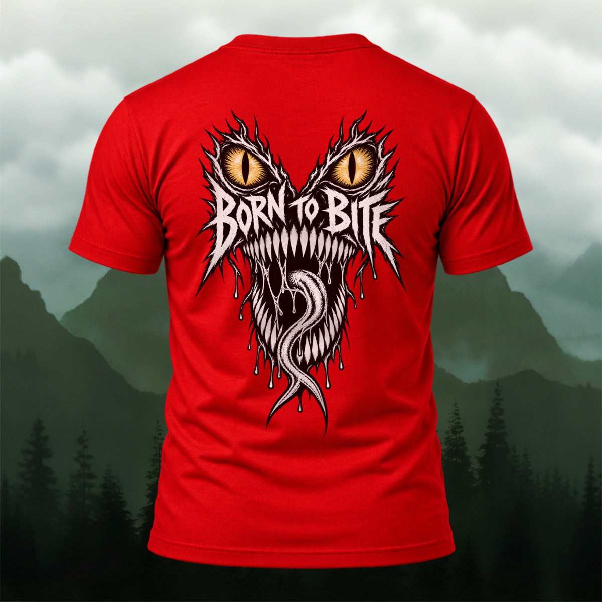 Dark Fierce Beast Combed Cotton T-Shirt Red