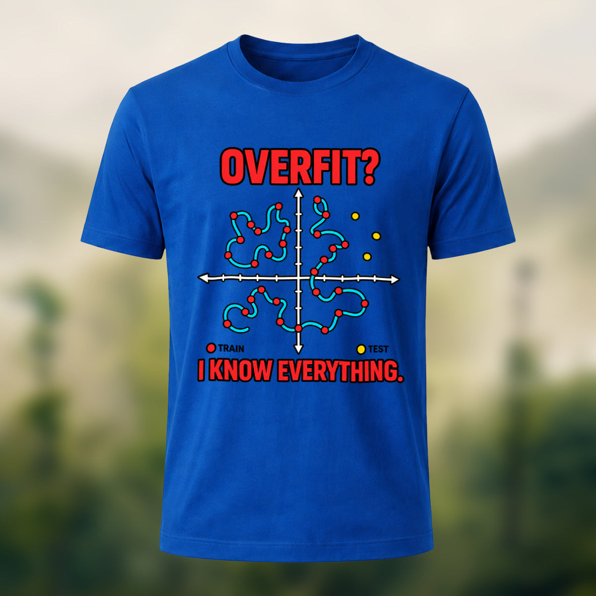 Overfit Print Casual Premium Cotton T-Shirt Royal Blue
