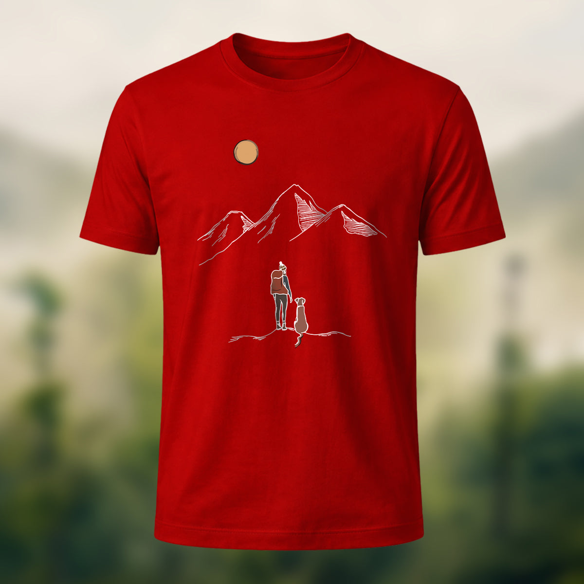 Hiking Buddy Printed Casual Soft Cotton T-Shirt Red