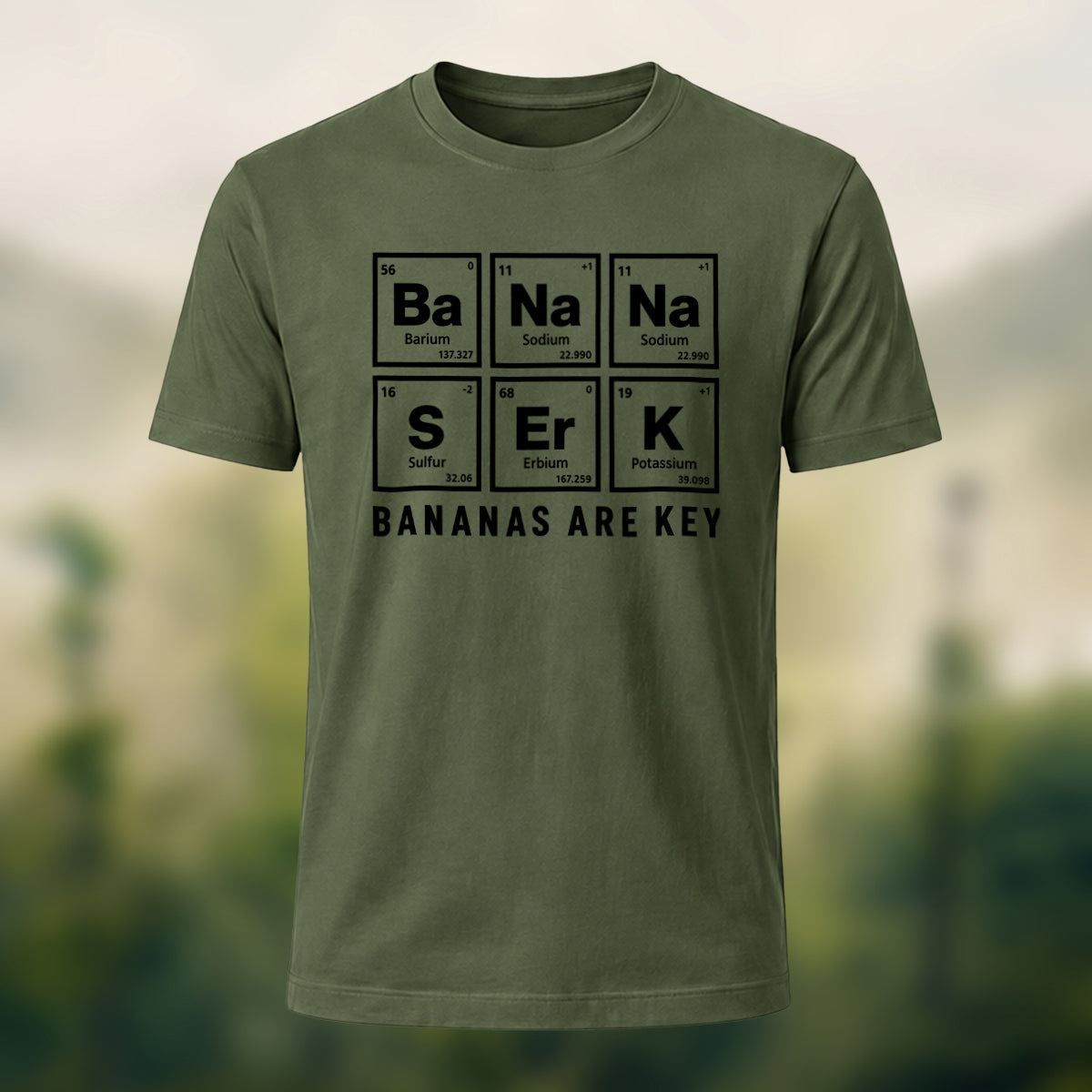 Minimal Chemistry Elements Soft Cotton T-Shirt Olive Green