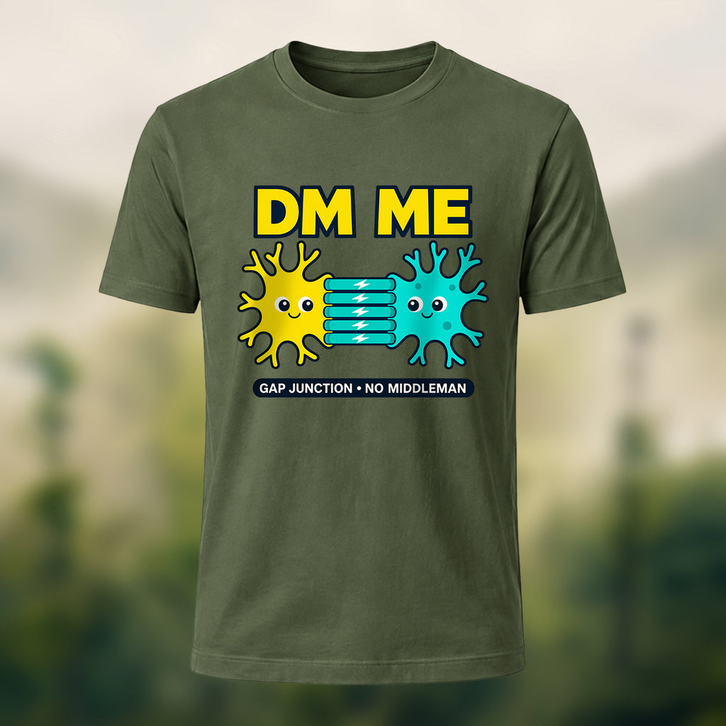 Geeky Neuron Print Premium Cotton T-Shirt Olive Green