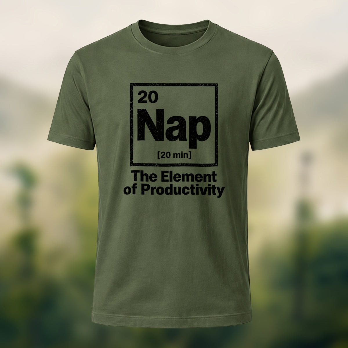 Minimal Nap Element Premium Cotton T-Shirt Olive Green