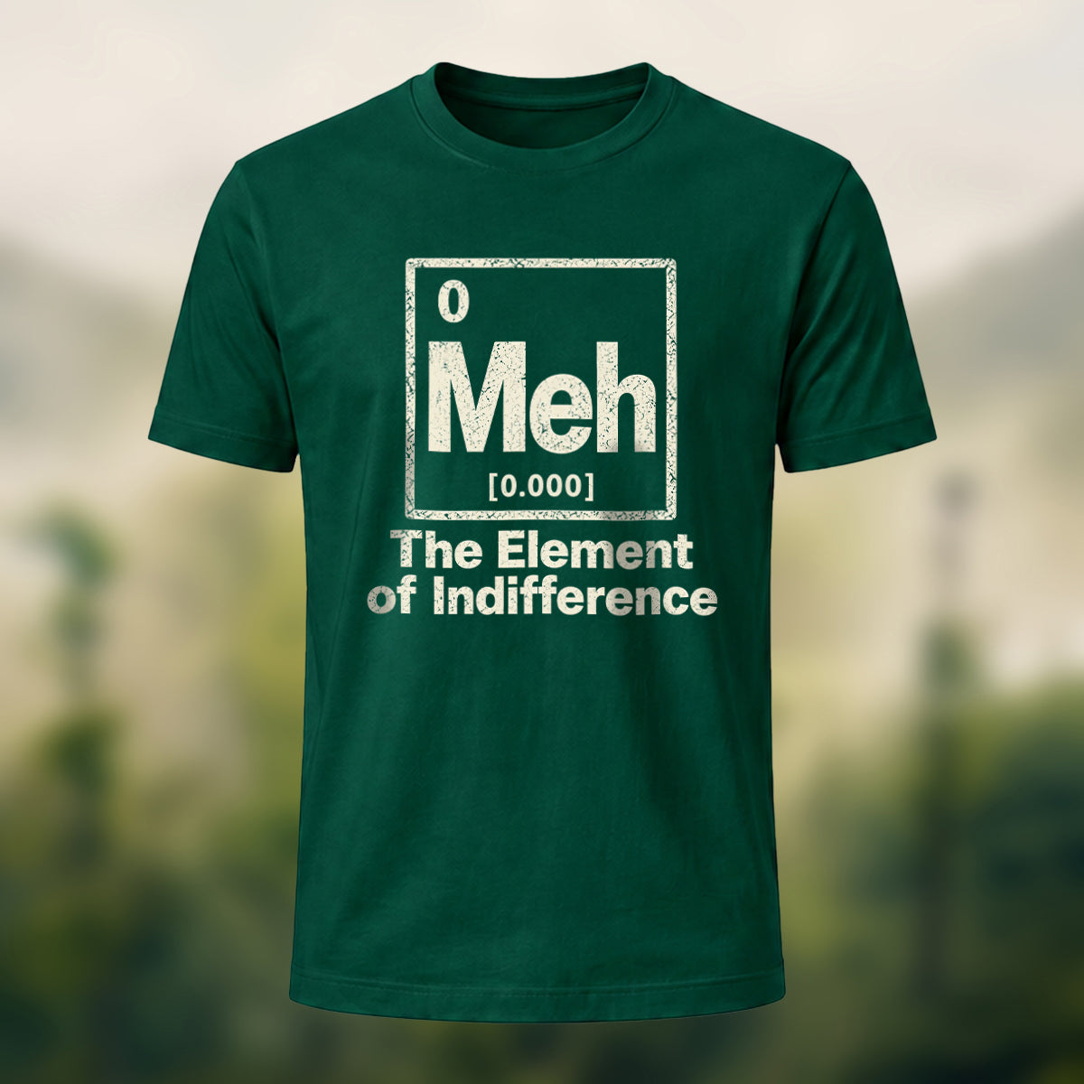 Playful Meh Chemistry Element Soft Cotton T-Shirt Forest Green