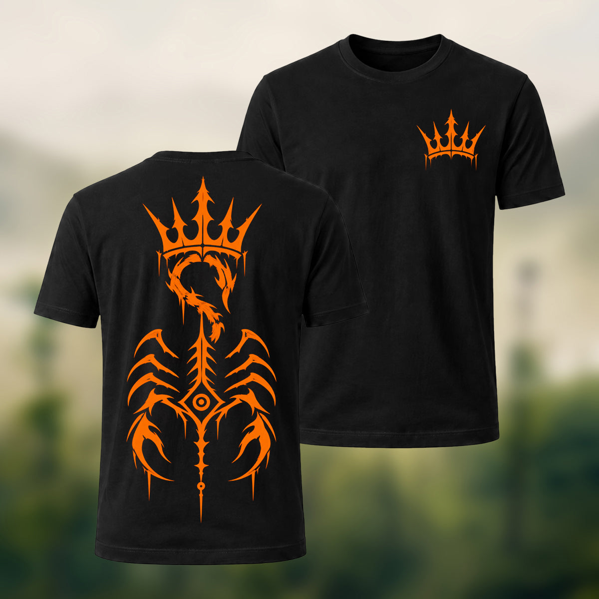 Intricate Scorpion Emblem Combed Cotton T-Shirt Black