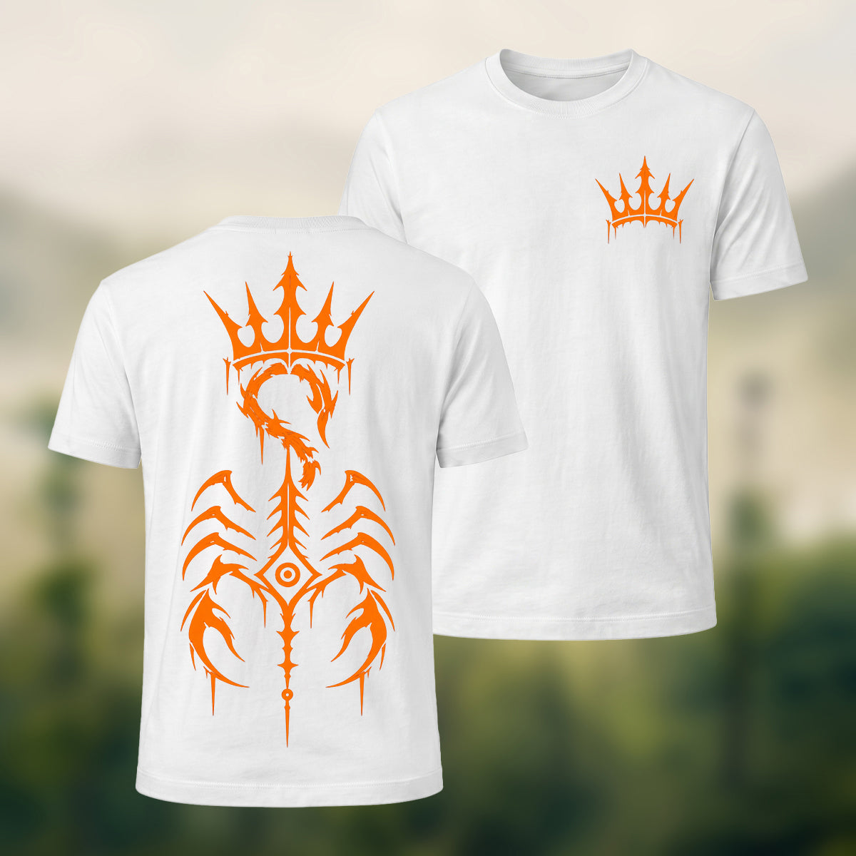 Intricate Scorpion Emblem Combed Cotton T-Shirt White