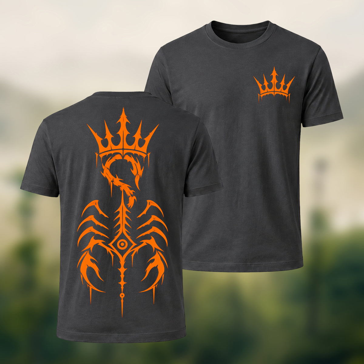 Intricate Scorpion Emblem Combed Cotton T-Shirt Dkgy