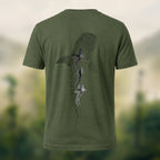 DTG Stippled Whale Shark Premium Cotton Tee Olive Green