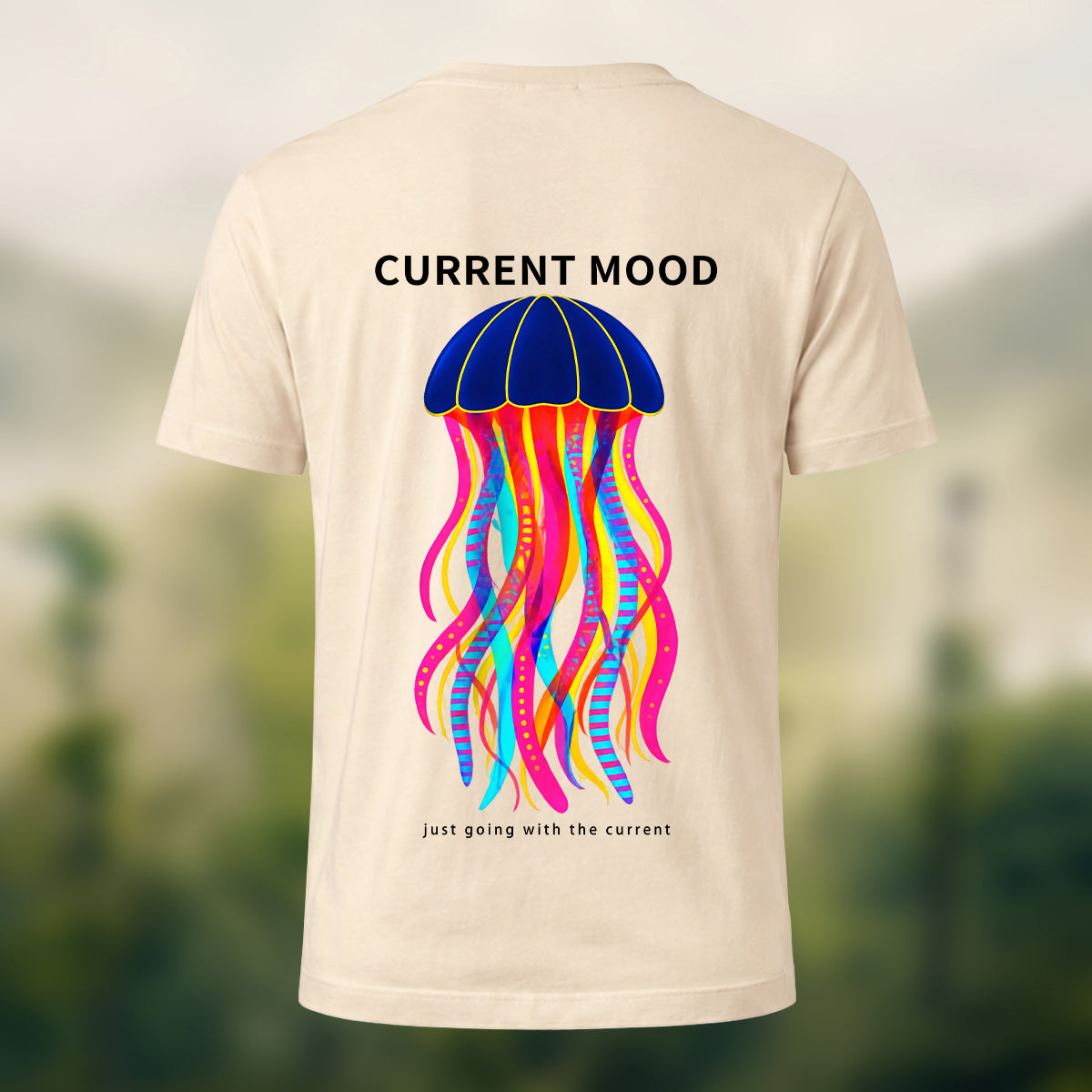 Vibrant Oceanic Jellyfish Premium Cotton T-Shirt Beige
