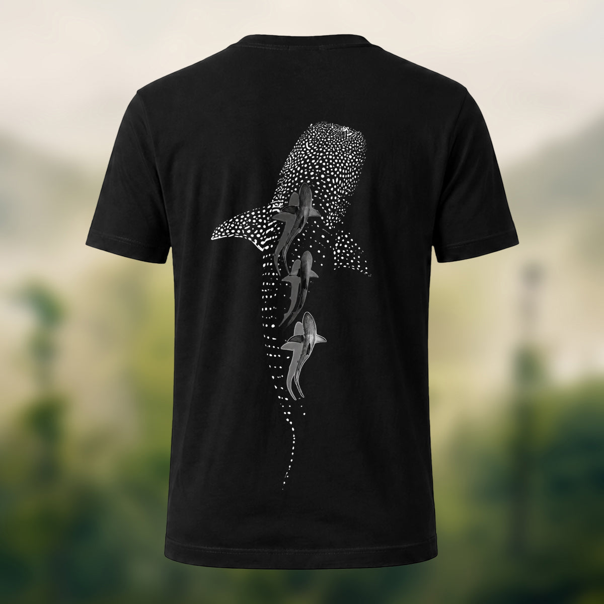 DTG Stippled Whale Shark Premium Cotton Tee Black