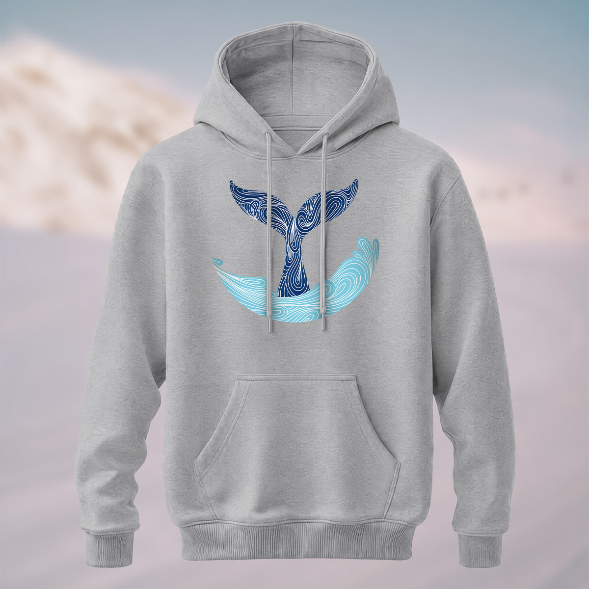 Cotton Made Linear Whale Tail Hoodie Heather Grey