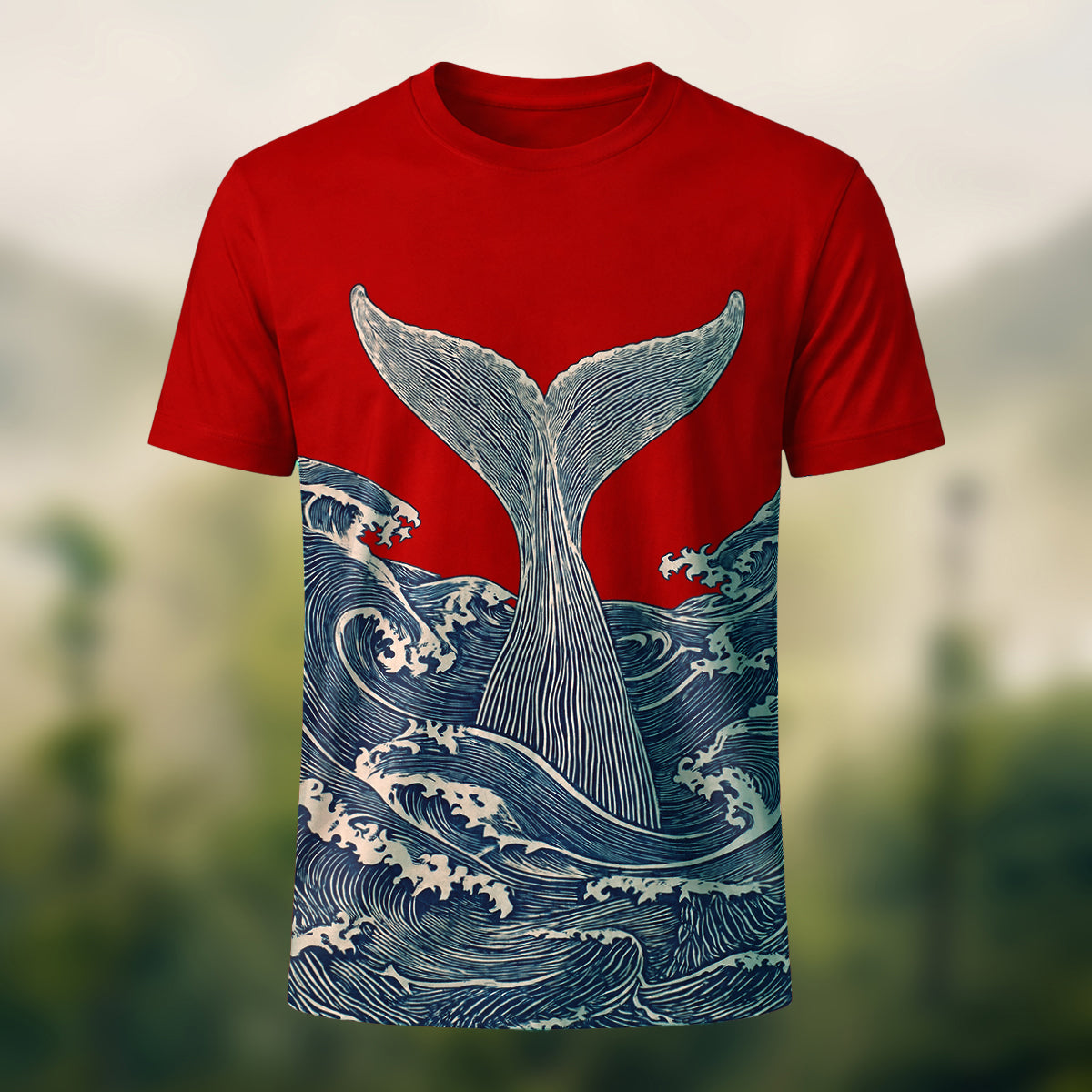 Vintage Sculptural Whale Tail Tee Red
