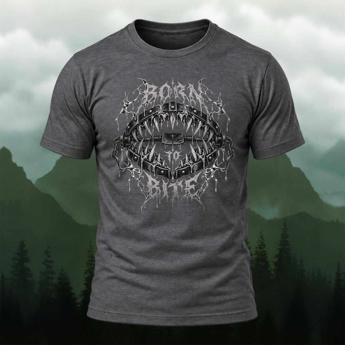 Dark Metallic Fang Trap Combed Cotton T-Shirt Dkgy