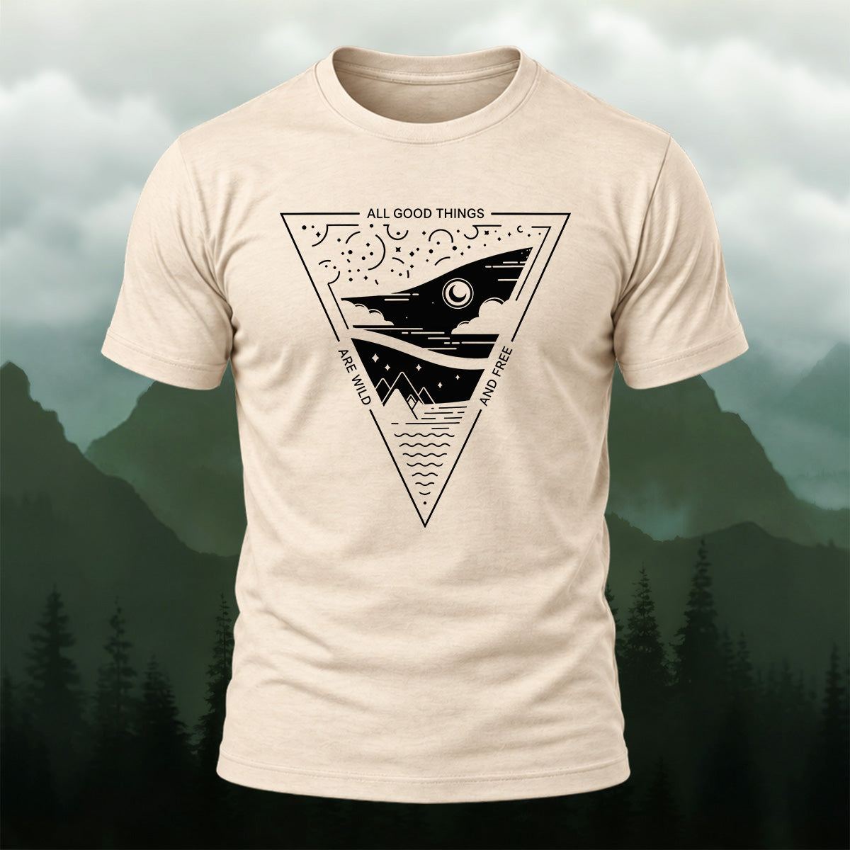 Abstract Shark Premium Cotton T-Shirt Beige