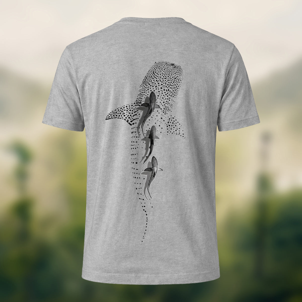 DTG Stippled Whale Shark Premium Cotton Tee Heather Grey