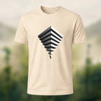 Modern Geometric Print Combed Cotton T-Shirt Beige