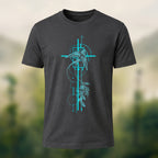 Abstract Nature Print Combed Cotton T-Shirt Charcoal