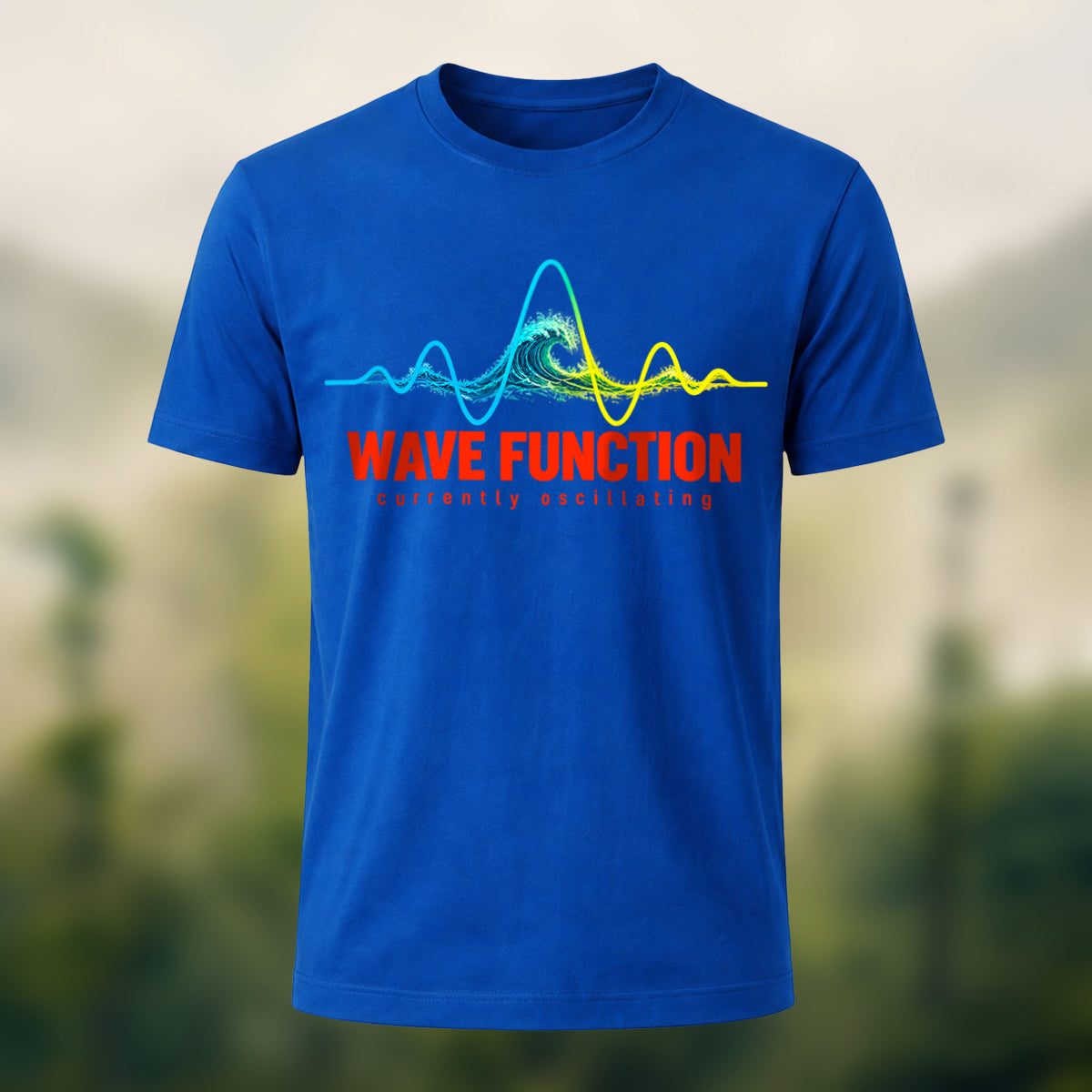 Ocean Waveform Premium Cotton T-Shirt Royal Blue