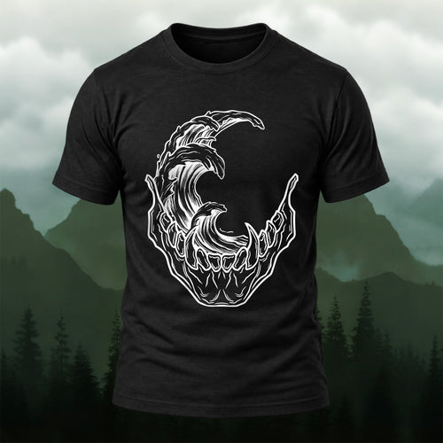 Abstract Skeleton Wave Premium Cotton T-Shirt Black